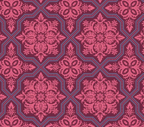 Joel Dewberry - Heirloom Voile - Tile Flourish - Garnet