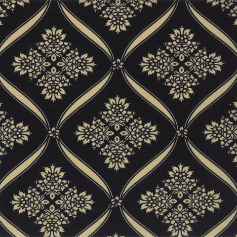 Wintergreen - Ribbon Damask - Ebony - 3 Sisters